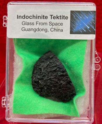 Indochinite Tektite, Glass From Space In Acrylic Display Case