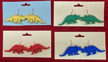 Triceratops Earrings, 1 Pair, Random Color, Soft Flexible Rubber